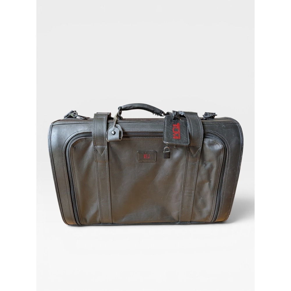 Vintage TUMI Black Leather Travel Bag‎ Carry On Duffel Weekender Suitcase